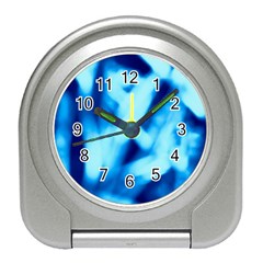 Blue Abstract 2 Travel Alarm Clock by DimitriosArt