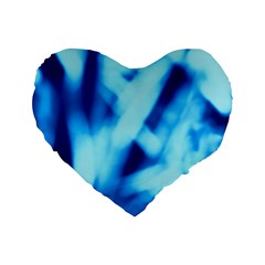 Blue Abstract 2 Standard 16  Premium Flano Heart Shape Cushions by DimitriosArt