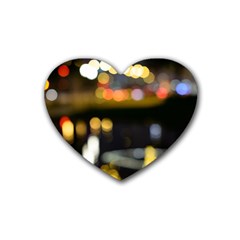 City Lights Rubber Coaster (heart) by DimitriosArt