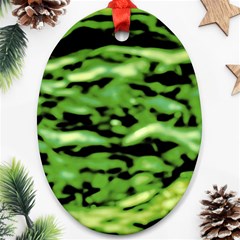 Green  Waves Abstract Series No11 Ornament (oval) by DimitriosArt