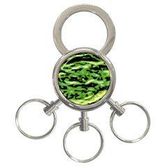 Green  Waves Abstract Series No11 3-ring Key Chain by DimitriosArt