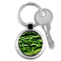 Green  Waves Abstract Series No11 Key Chain (round) by DimitriosArt