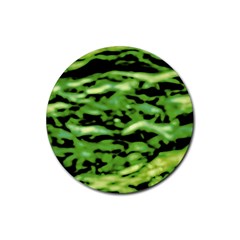 Green  Waves Abstract Series No11 Rubber Round Coaster (4 Pack) by DimitriosArt