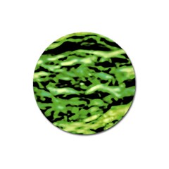 Green  Waves Abstract Series No11 Magnet 3  (round) by DimitriosArt