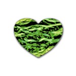 Green  Waves Abstract Series No11 Rubber Coaster (Heart) Front