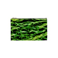 Green  Waves Abstract Series No11 Cosmetic Bag (small) by DimitriosArt