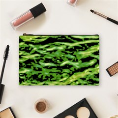 Green  Waves Abstract Series No11 Cosmetic Bag (medium) by DimitriosArt