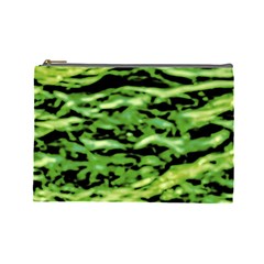 Green  Waves Abstract Series No11 Cosmetic Bag (large) by DimitriosArt