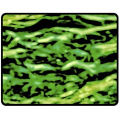 Green  Waves Abstract Series No11 Fleece Blanket (medium)  by DimitriosArt