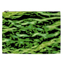 Green  Waves Abstract Series No11 Cosmetic Bag (xxl) by DimitriosArt