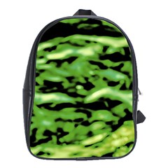 Green  Waves Abstract Series No11 School Bag (xl) by DimitriosArt