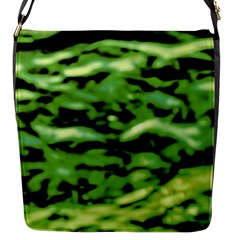 Green  Waves Abstract Series No11 Flap Closure Messenger Bag (s)