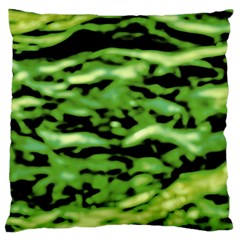 Green  Waves Abstract Series No11 Large Flano Cushion Case (one Side) by DimitriosArt