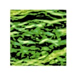 Green  Waves Abstract Series No11 Small Satin Scarf (Square) Front