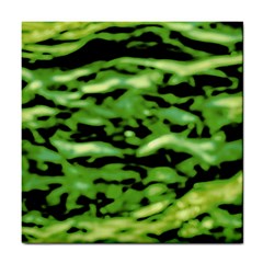 Green  Waves Abstract Series No11 Tile Coaster by DimitriosArt