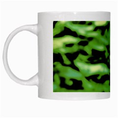 Green  Waves Abstract Series No11 White Mugs by DimitriosArt