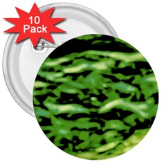 Green  Waves Abstract Series No11 3  Buttons (10 Pack)  by DimitriosArt