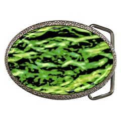 Green  Waves Abstract Series No11 Belt Buckles by DimitriosArt