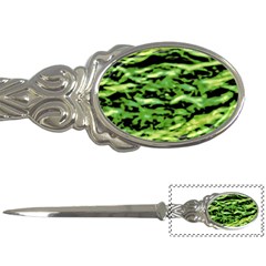 Green  Waves Abstract Series No11 Letter Opener by DimitriosArt