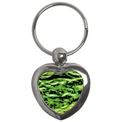 Green  Waves Abstract Series No11 Key Chain (heart) by DimitriosArt