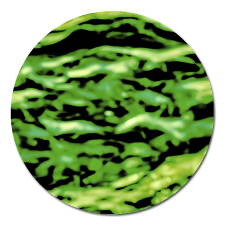 Green  Waves Abstract Series No11 Magnet 5  (Round)