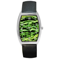 Green  Waves Abstract Series No11 Barrel Style Metal Watch by DimitriosArt