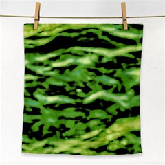 Green  Waves Abstract Series No11 Face Towel by DimitriosArt