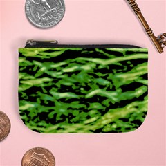 Green  Waves Abstract Series No11 Mini Coin Purse by DimitriosArt