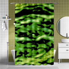 Green  Waves Abstract Series No11 Shower Curtain 48  X 72  (small)  by DimitriosArt