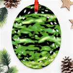 Green  Waves Abstract Series No11 Oval Filigree Ornament (Two Sides) Front