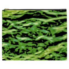 Green  Waves Abstract Series No11 Cosmetic Bag (xxxl) by DimitriosArt