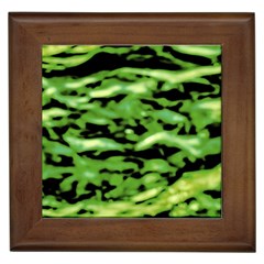 Green  Waves Abstract Series No11 Framed Tile by DimitriosArt