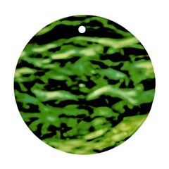 Green  Waves Abstract Series No11 Ornament (round) by DimitriosArt