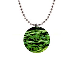 Green  Waves Abstract Series No11 1  Button Necklace by DimitriosArt