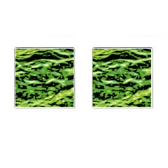 Green  Waves Abstract Series No11 Cufflinks (square) by DimitriosArt