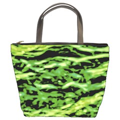 Green  Waves Abstract Series No11 Bucket Bag by DimitriosArt