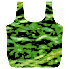 Green  Waves Abstract Series No11 Full Print Recycle Bag (xxxl) by DimitriosArt