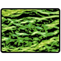 Green  Waves Abstract Series No11 Fleece Blanket (large)  by DimitriosArt