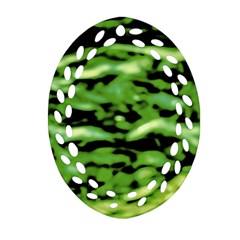 Green  Waves Abstract Series No11 Ornament (oval Filigree) by DimitriosArt