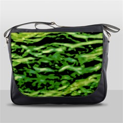 Green  Waves Abstract Series No11 Messenger Bag by DimitriosArt