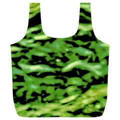 Green  Waves Abstract Series No11 Full Print Recycle Bag (xl) by DimitriosArt