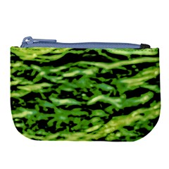 Green  Waves Abstract Series No11 Large Coin Purse by DimitriosArt