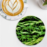 Green  Waves Abstract Series No11 UV Print Round Tile Coaster Front