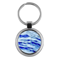 Blue Waves Abstract Series No10 Key Chain (round) by DimitriosArt