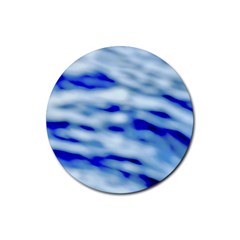 Blue Waves Abstract Series No10 Rubber Round Coaster (4 Pack) by DimitriosArt