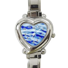 Blue Waves Abstract Series No10 Heart Italian Charm Watch by DimitriosArt