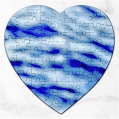 Blue Waves Abstract Series No10 Jigsaw Puzzle (heart) by DimitriosArt