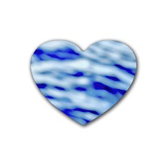 Blue Waves Abstract Series No10 Rubber Coaster (heart) by DimitriosArt