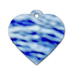 Blue Waves Abstract Series No10 Dog Tag Heart (two Sides) by DimitriosArt