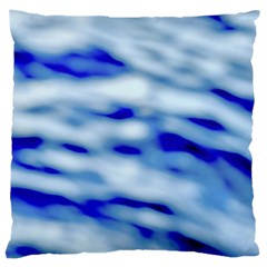 Blue Waves Abstract Series No10 Large Cushion Case (one Side) by DimitriosArt